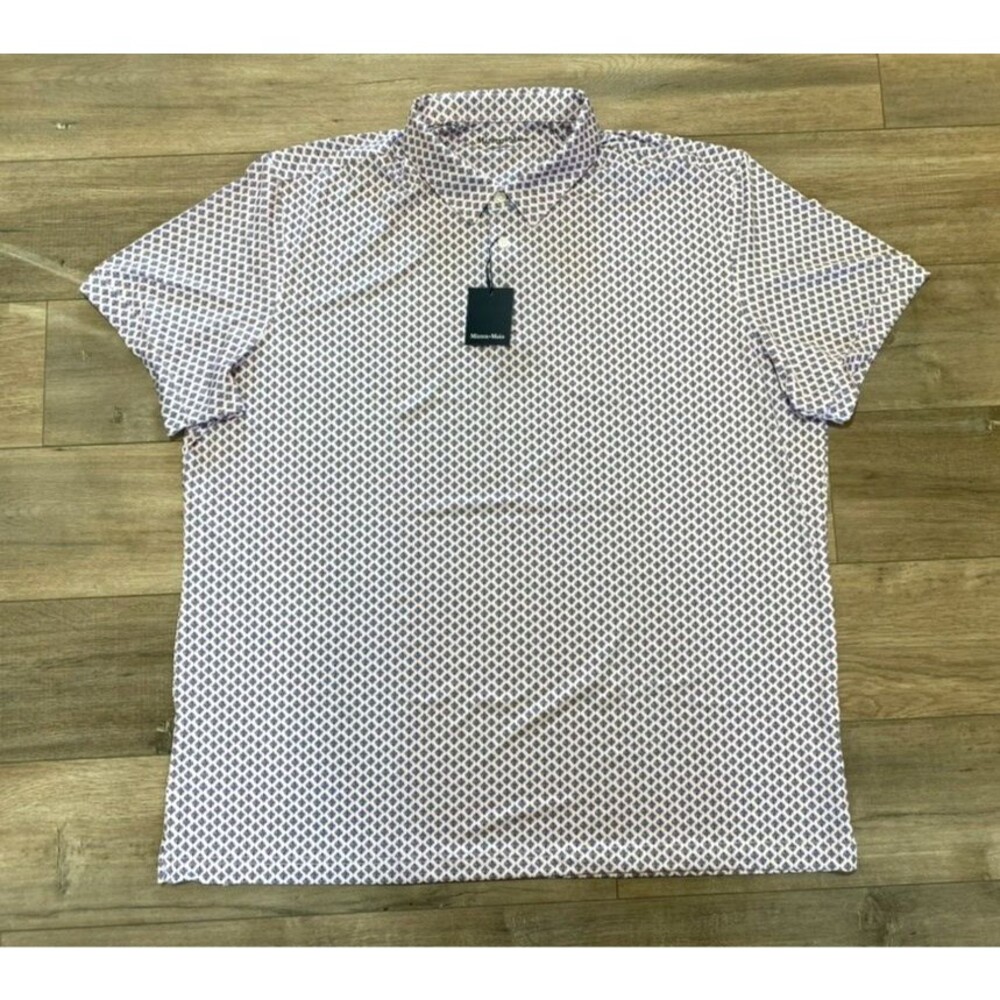 Mizzen + Main Versa Short Sleeve Polo Mens XXL Pale Pink Floral Golf Casual